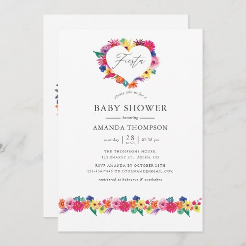 Watercolor Floral Fiesta Wedding Baby Shower Invitation