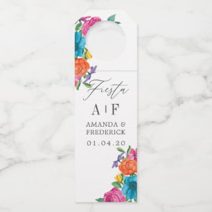Watercolor Floral Fiesta Wedding Bottle Hanger Tag