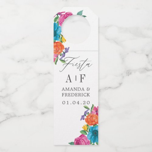 Watercolor Floral Fiesta Wedding Bottle Hanger Tag