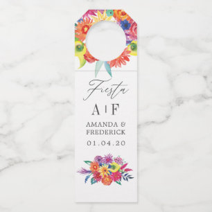 Watercolor Floral Fiesta Wedding Bottle Hanger Tag