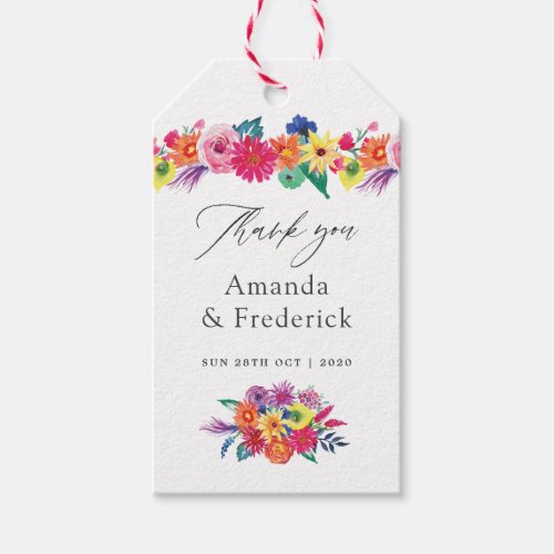 Watercolor Floral Fiesta Wedding Gift Tags