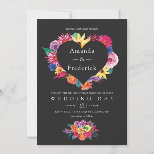 Watercolor Floral Fiesta Wedding Invitation