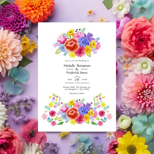 Watercolor Floral Fiesta Wedding Invitation