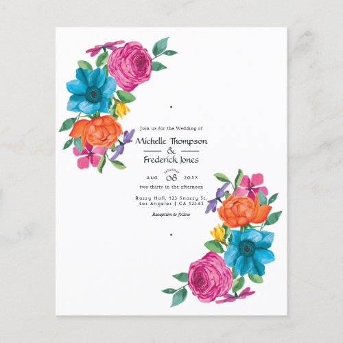 Watercolor Floral Fiesta Wedding Invitation Flyer