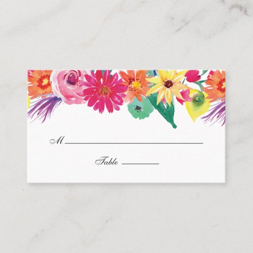 Watercolor Floral Fiesta Wedding Place Card