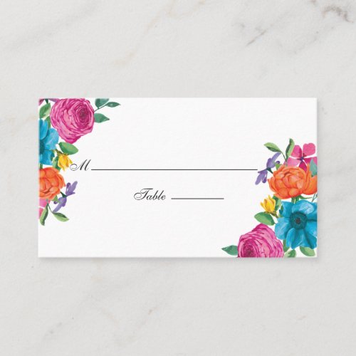 Watercolor Floral Fiesta Wedding Place Card