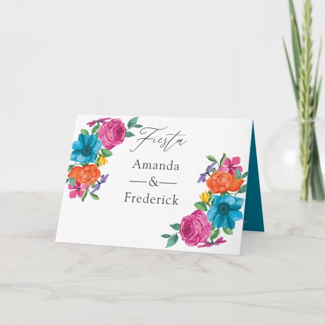 Watercolor Floral Fiesta Wedding Program (Front)