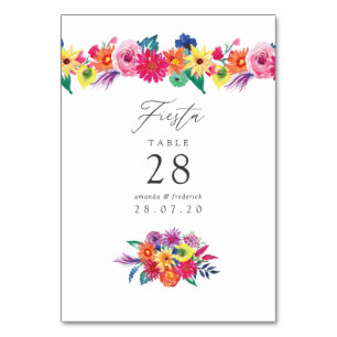 Watercolor Floral Fiesta Wedding Table Number