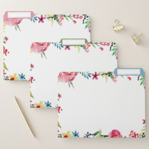 Watercolor floral file folder