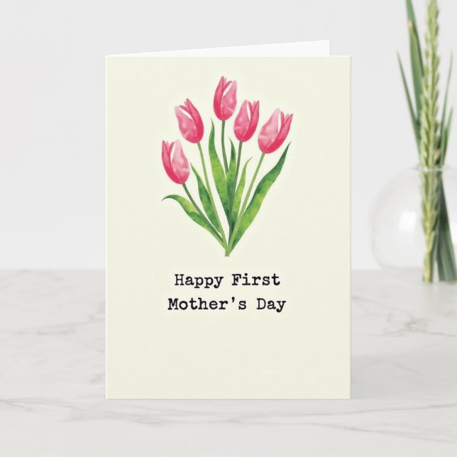 Watercolor Floral First Mothers Day Card (Front)