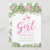 Watercolor Floral Flamingo Baby Shower Invitation (Front/Back)