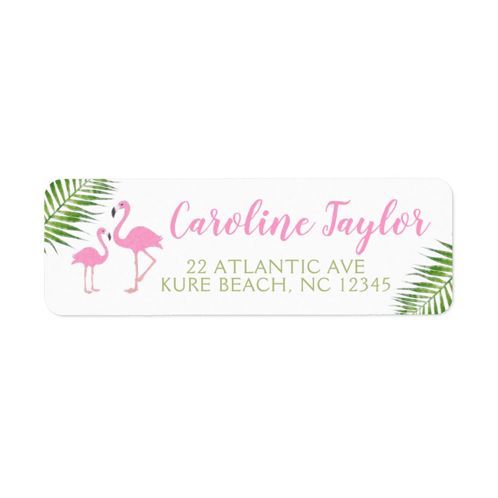 Watercolor Floral Flamingo Baby Shower Label