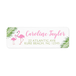 Watercolor Floral Flamingo Baby Shower Label