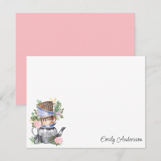 Watercolor Floral Flat Note Card (Front/Back)