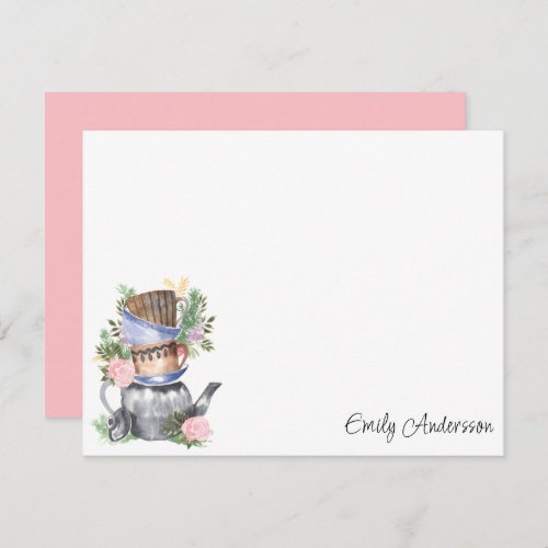 Watercolor Floral Flat Note Card