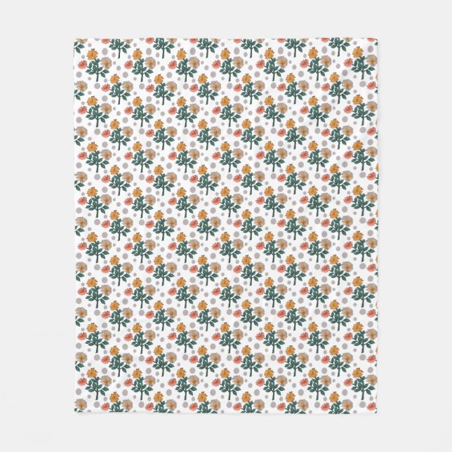 Watercolor floral  fleece blanket (Front)