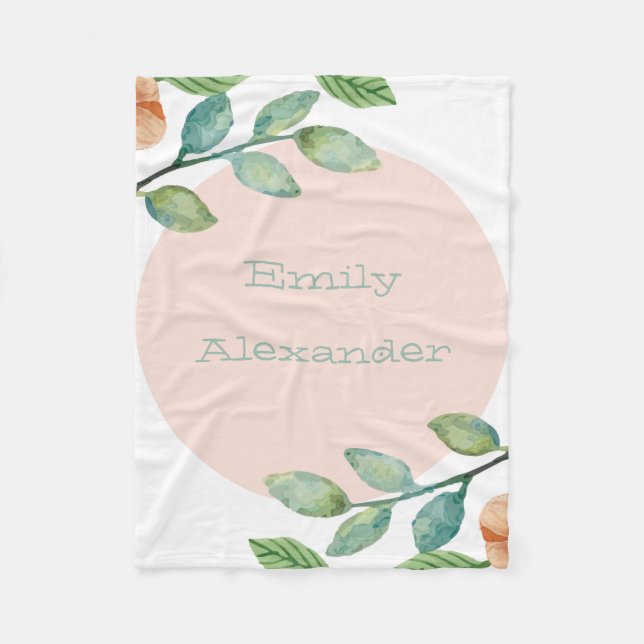 Watercolor Floral Fleece Blanket (Front)