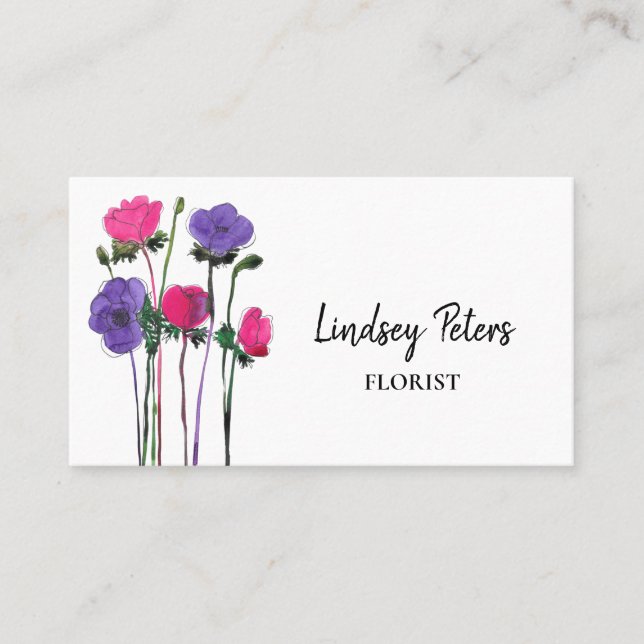Watercolor Floral Florist Business Card (Front)