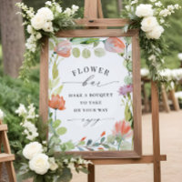 Watercolor Floral "Flower Bar" Shower Favor Print