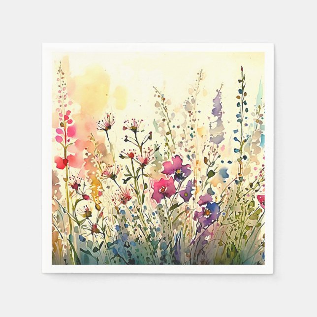 Watercolor Floral/Flower Fields  Napkins (Front)
