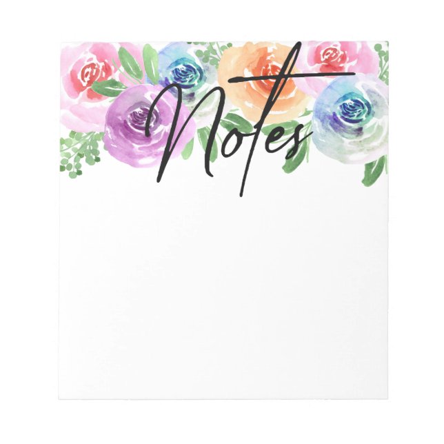 Watercolor floral flower notepad (Front)