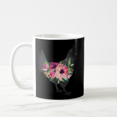 Watercolor Floral Flowers Chicken Hen Coffee Mug