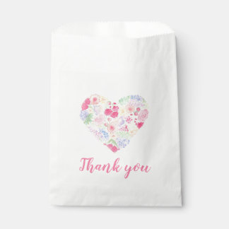 Watercolor Floral Flowers Heart Favor Bag