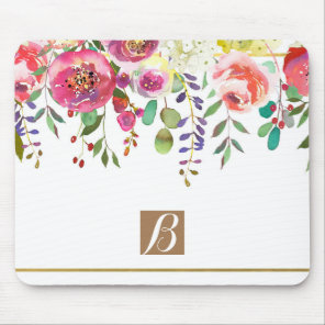 Watercolor Floral Flowers Modern Colorful Bold Mouse Pad