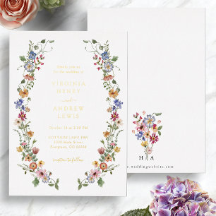 Watercolor Floral Foil Invitation