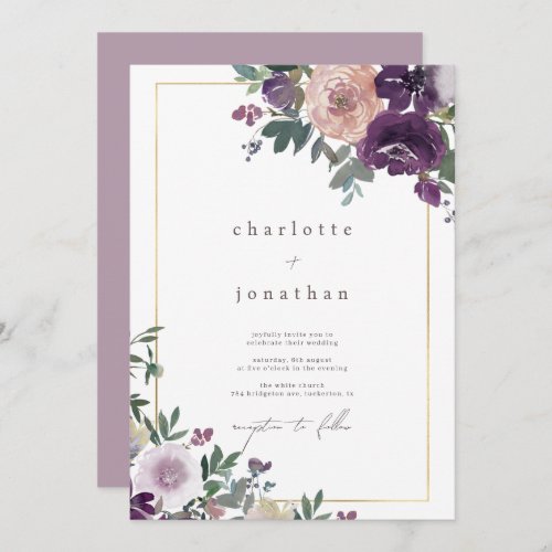 Watercolor Floral Foliage Modern Wedding Invitation