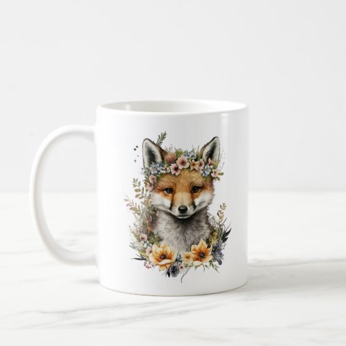 Watercolor Floral Fox Cute Coffee Mug