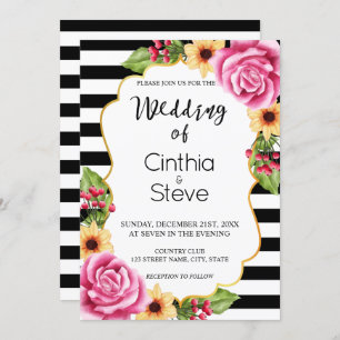 Watercolor Floral Frame Pattern Wedding Invitation