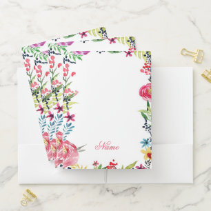 Watercolor floral frame pocket folder
