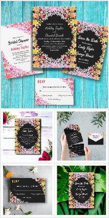 Watercolor Floral Frame Rustic Summer Collection