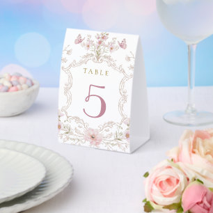 watercolor floral frame table number paper table tent 