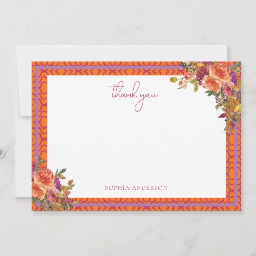 Watercolor Floral Fuchsia Bridal Shower  Thank You Card