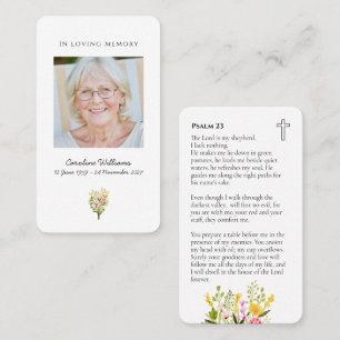 Watercolor Floral Funeral Prayer Card