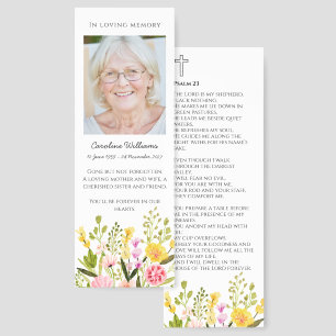 Watercolor Floral Funeral Prayer Card Bookmark