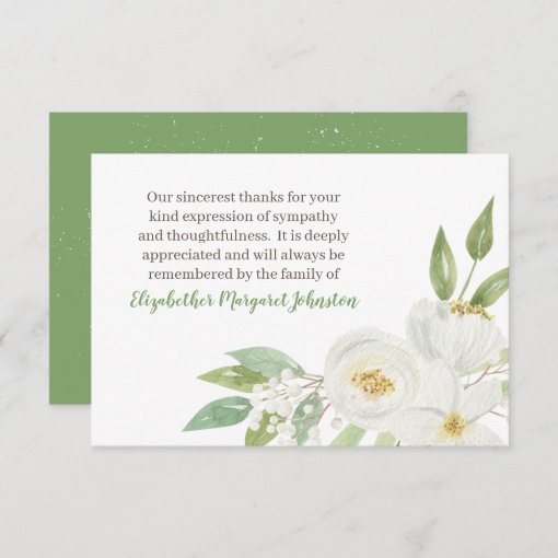 Watercolor Floral Funeral Thank You Bereavement Zazzle