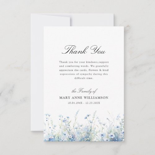 watercolor floral funeral thank you note