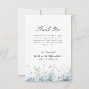 watercolor floral funeral thank you note card