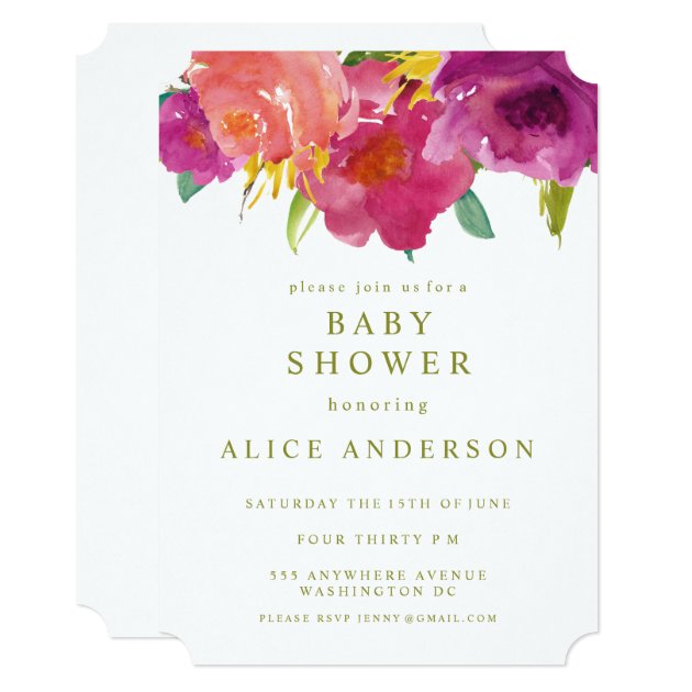 Watercolor Floral Garden Baby Shower Invite