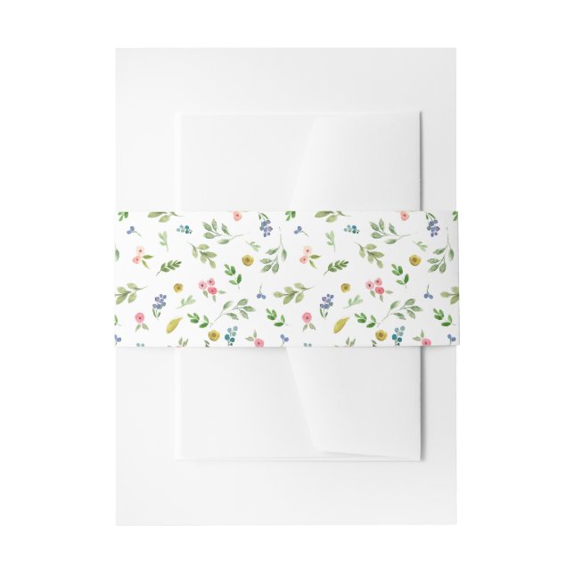Watercolor Floral Garden Elegance Wedding Invitation Belly Band (Front Example)