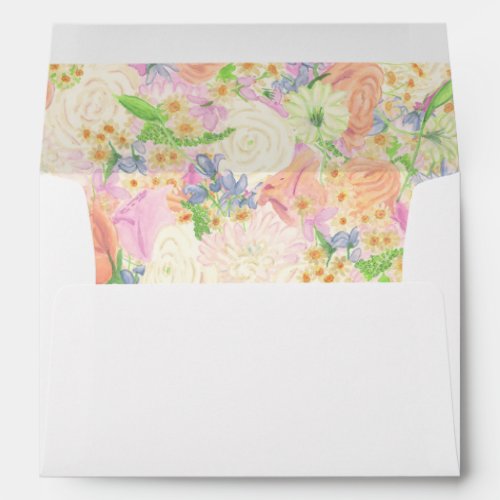 Watercolor Floral Garden Party Crest Envelope