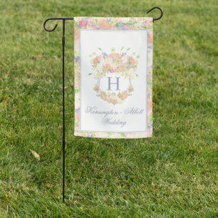Watercolor Floral Garden Party Crest Flag