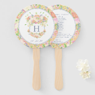 Watercolor Floral Garden Party Crest Hand Fan