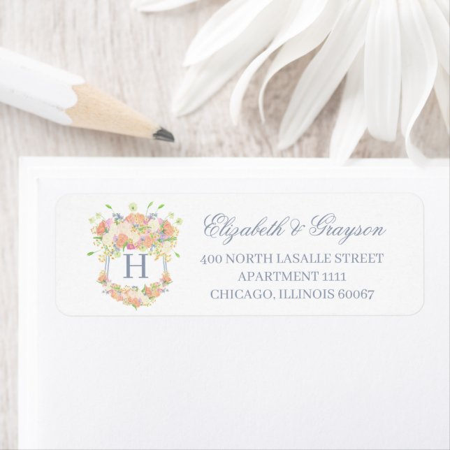 Watercolor Floral Garden Party Crest Label (Insitu)