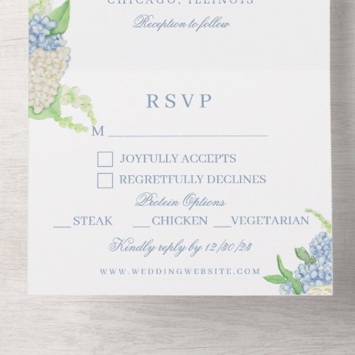 Watercolor Floral Garden Party Crest Wedding All In One Invitation