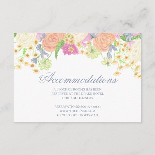 Watercolor Floral Garden Party Crest Wedding Enclosure Card