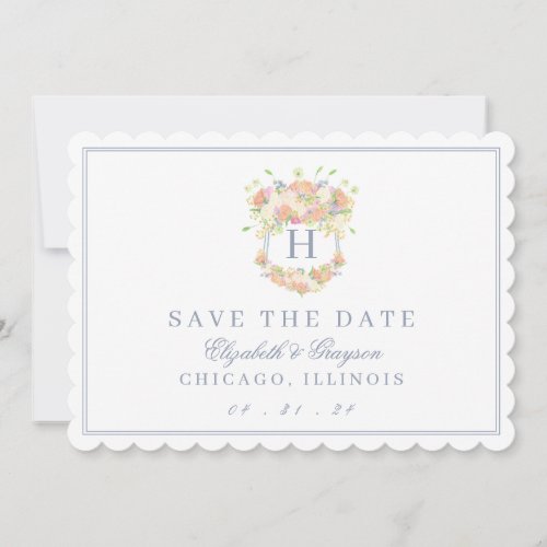 Watercolor Floral Garden Party Crest Wedding Save The Date